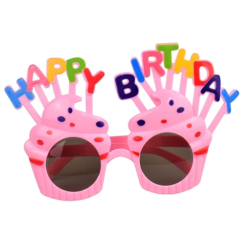 Kính mắt happy birthday hồng