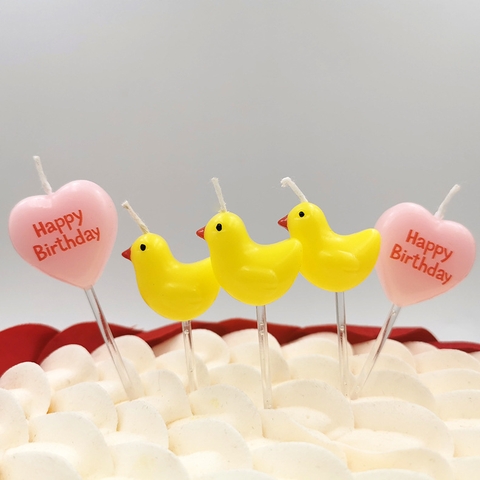 Vỉ nến tim happy birthday chim vàng