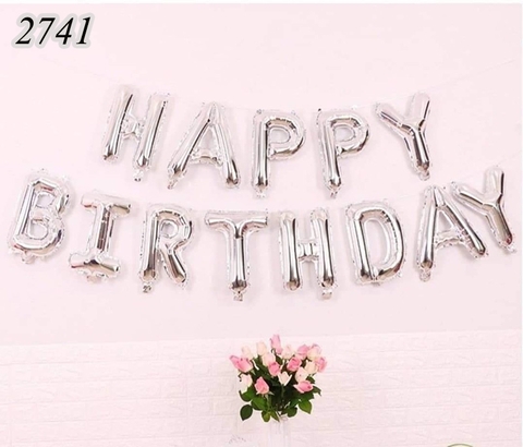 Bóng chữ happy birthday bạc