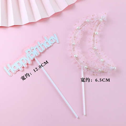 SC - set cắm TRĂNG hpbd vải HỒNG đính hạt