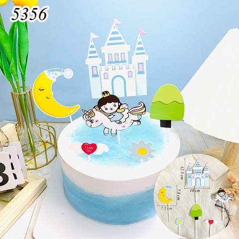 SCG-set cắm hoàng tử cưỡi ngựa lâu đài xanh MT