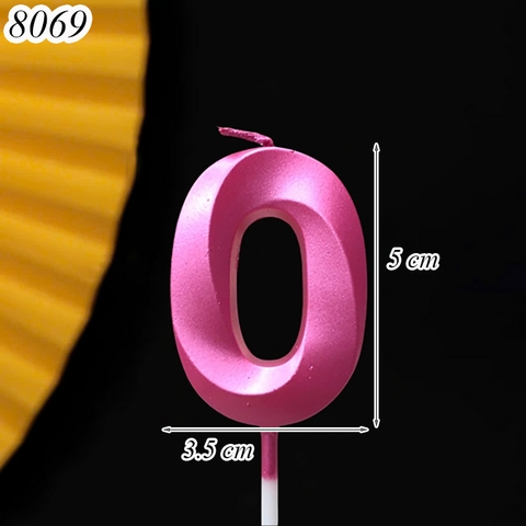 Nến số nhũ Hồng Đậm 3D số 0