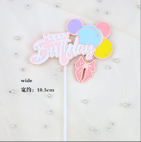 SCG- set cắm HPBD bóng bay nơ hồng