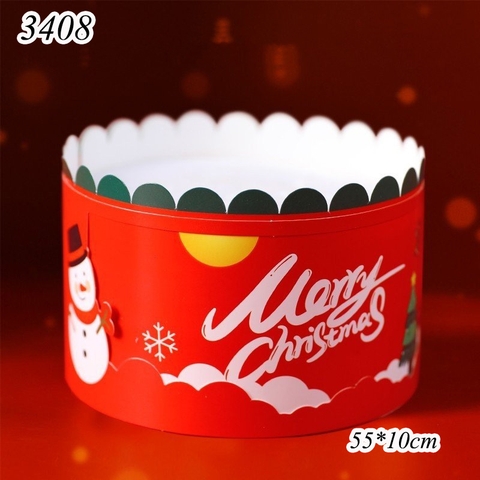 Thành bánh noel 2 lớp dài 55cm,cao 10cm ĐỎ.