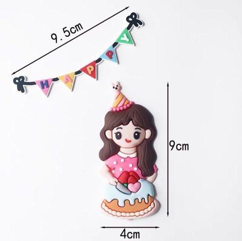 Que cắm nhựa dẻo bé gái cắt bánh