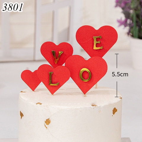 SCG-sét cắm tim đỏ love meka vàng