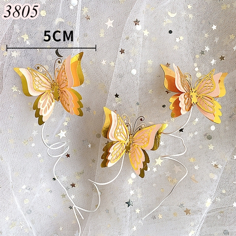 Set 3 bướm 2 lớp meka vàng