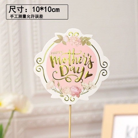 QC - thẻ cắm mother's day tròn hình hoa