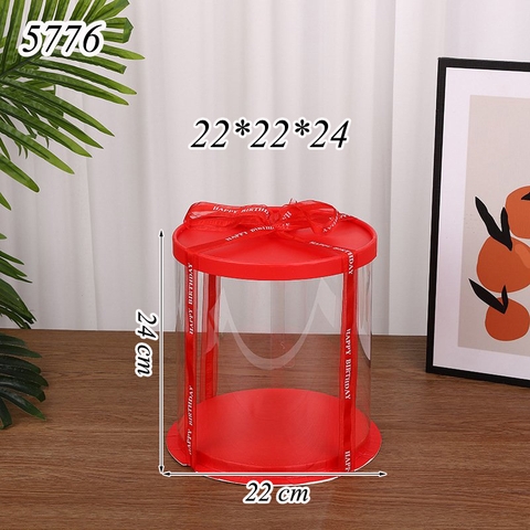 Hộp meka tròn có nắp đỏ (22*22*24)