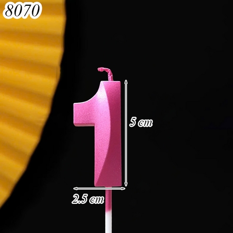 Nến số nhũ Hồng Đậm 3D số 1
