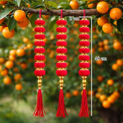Túi 3 Dây 8 quả cầu nhung 3cm