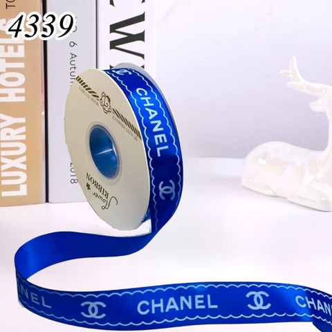 Ruybang chanel xanh dương đậm kẻ sóng khổ 2.5cm,45m