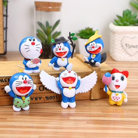 Bộ 6 nhân vật doremon nhựa đặc.