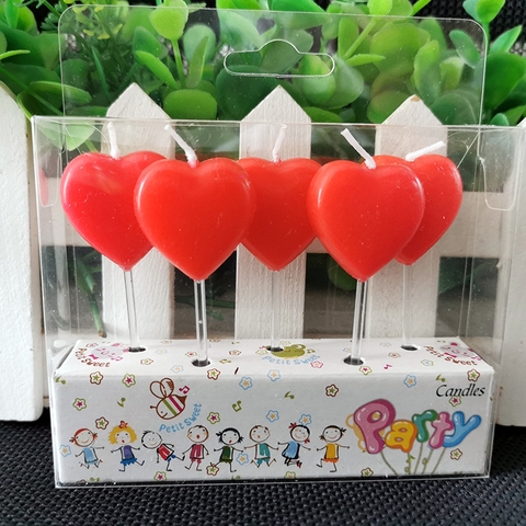 Vỉ 5 nến trái tim đỏ
