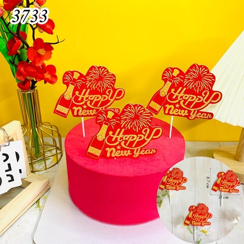 SCG-set cắm happy new year rượu nhũ đỏ