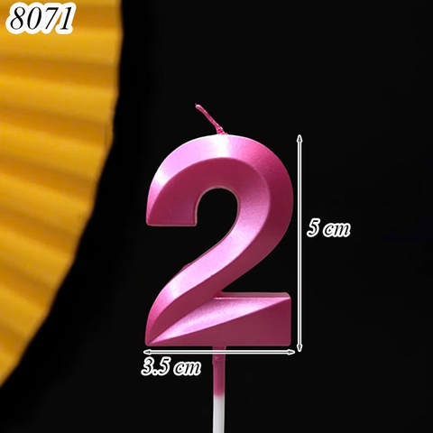 Nến số nhũ Hồng Đậm 3D số 2
