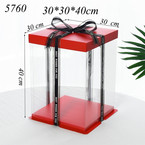 Hộp Meka Trong 3 Chi Tiết Có Nắp Đỏ 30*30*40cm