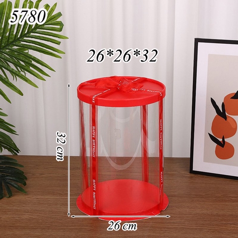Hộp meka tròn có nắp đỏ (26*26*32)