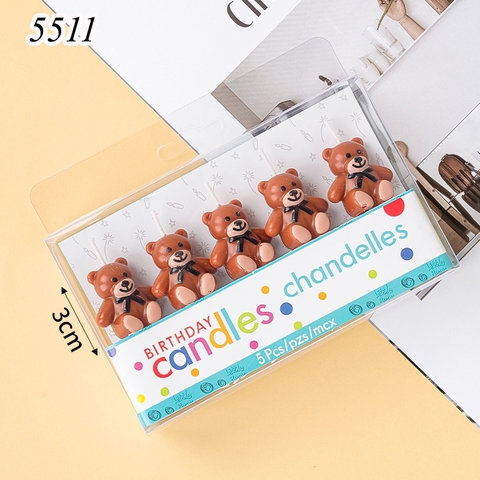 Vỉ 5 Nến Gấu Nơ Đen TQ