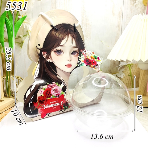 Combo 10 Hộp Women day hình cô gái quả cầu M2 HD