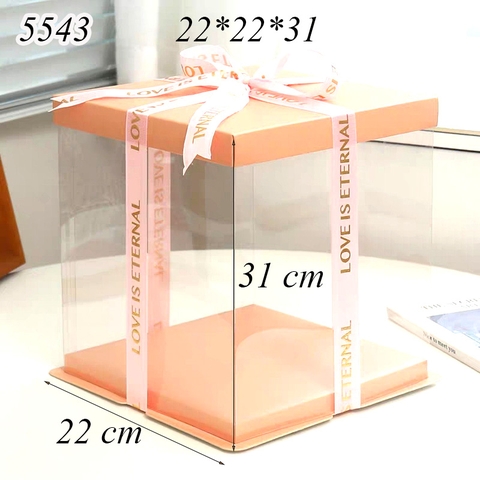 Hộp Meka Trong 3 Chi Tiết Có Nắp Hồng 22*22*31cm