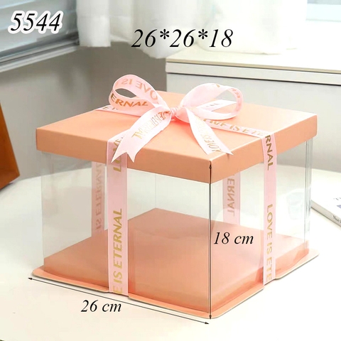 Hộp Meka Trong 3 Chi Tiết Có Nắp Hồng 26*26*18cm
