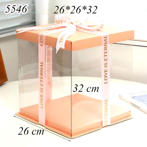Hộp Meka Trong 3 Chi Tiết Có Nắp Hồng 26*26*32cm