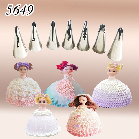 Bộ 7 đui tạo hình lượn sóng,váy búp bê cao 3.5cm rộng 1.8cm thép không zỉ.