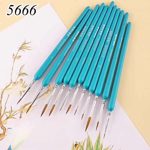 Bộ 11 chiếc cọ vẽ đầu nhon cao cấp vẽ bánh XANH