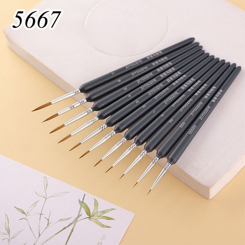 Bộ 11 chiếc cọ vẽ đầu nhọn cao cấp vẽ bánh ĐEN