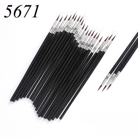 Bộ 10 chiếc cọ nhọn mini mix 3 size ĐEN