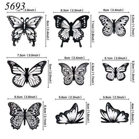Set 9 bướm nhựa đen