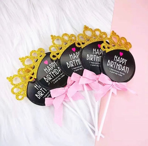 Set 5 thiệp tròn vương miện đen
