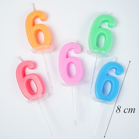 Hộp 20 nến số 6 nhiều màu
