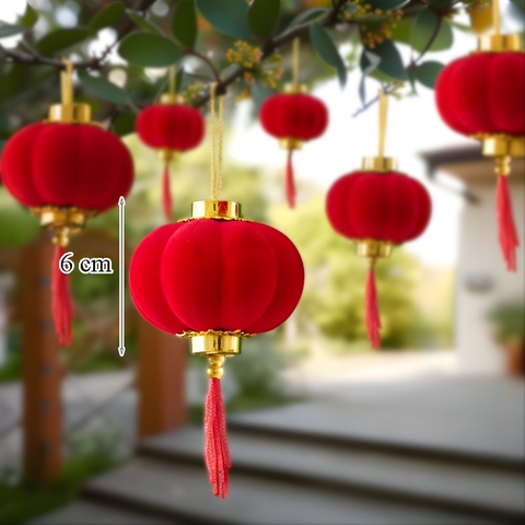 1 Lồng đèn nhung đỏ size 6cm