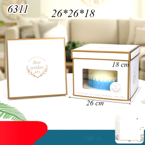 Hộp Giấy Trắng 3 Chi Tiết Best Wishes 26*26*18