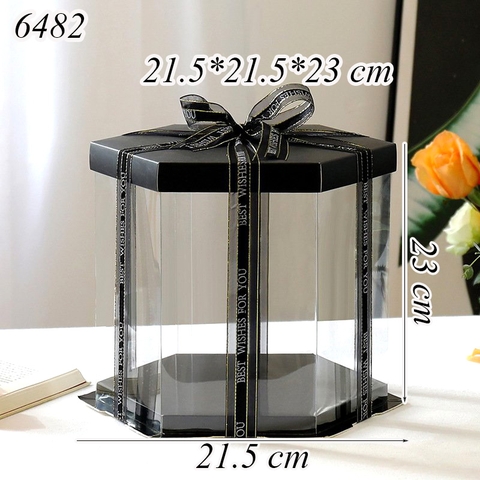 Hộp Meka Lục Giác Đen Size 21.5*21.5*23 Cm