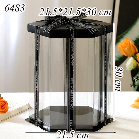 Hộp Meka Lục Giác Đen Size 21.5*21.5*30 Cm