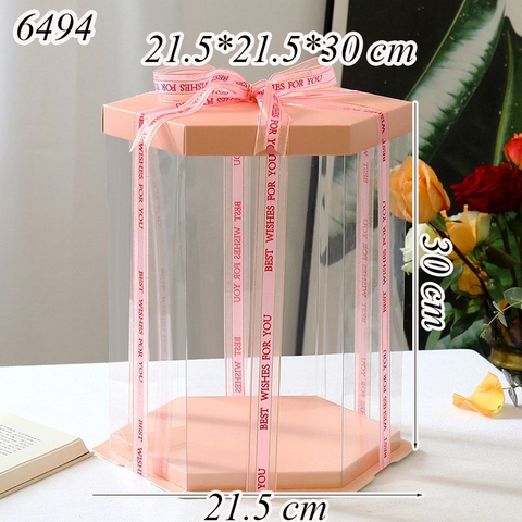 Hộp Meka Lục Giác Hồng Size 21.5*21.5*30 Cm