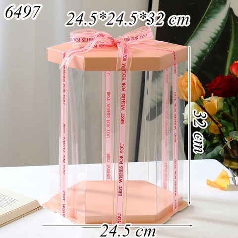 Hộp Meka Lục Giác Hồng Size 24.5*24.5*32 Cm
