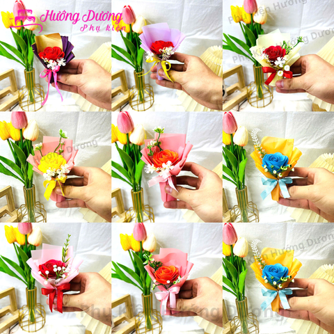 Bó hoa hồng xoắn màu ngẫu nhiên