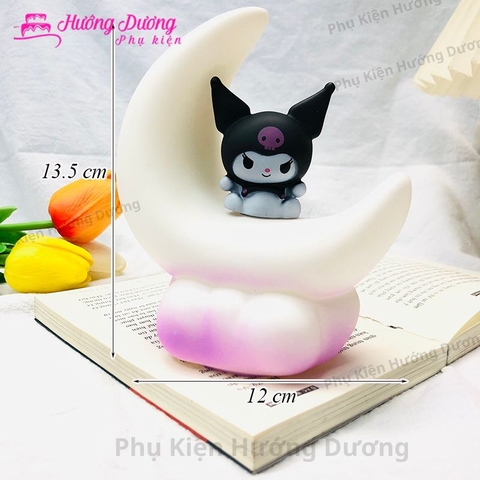 Tượng Kuromi đen + mây trăng đèn led