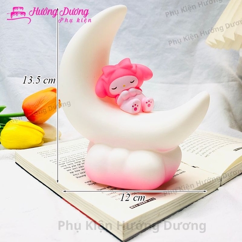 Tượng mèo Melody nơ hồng + mây trăng đèn led