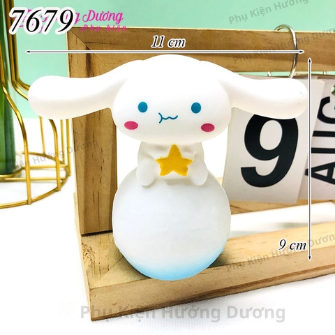 Tượng chó trắng Cinnamoroll + quả cầu đèn led Nhựa Dẻo