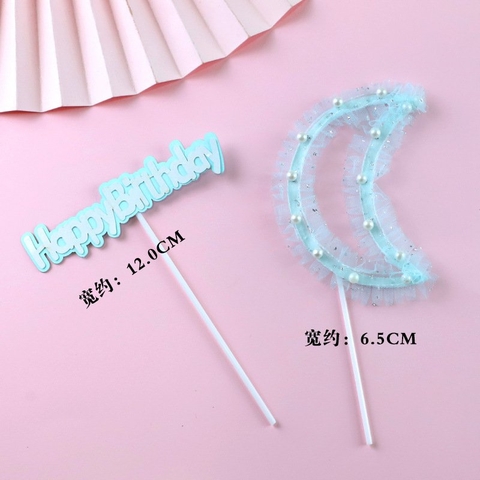 SC - set cắm TRĂNG hpbd vải XANH đính hạt