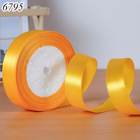 22m RUYBANG lụa trơn Cam Vàng khổ 2cm