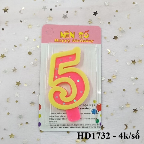 Nến số hồng sao loại to ( số 5 )