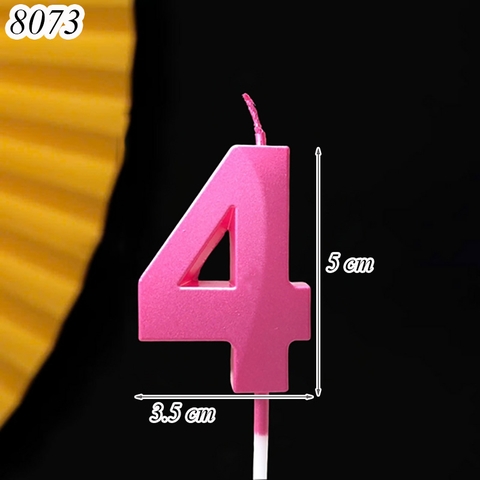 Nến số nhũ Hồng Đậm 3D số 4