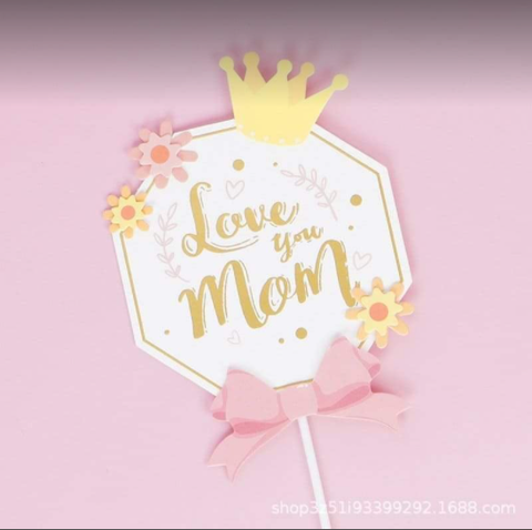 Cam - thẻ love you mom vương miện vàng