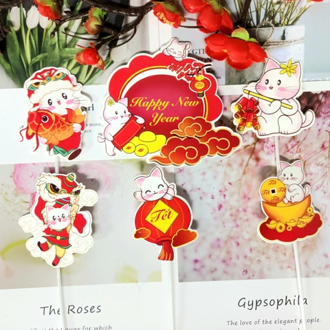 Cam- set cắm tết mèo thần tài